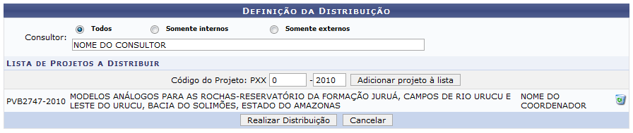 Figura 2: Realizar Distribuição